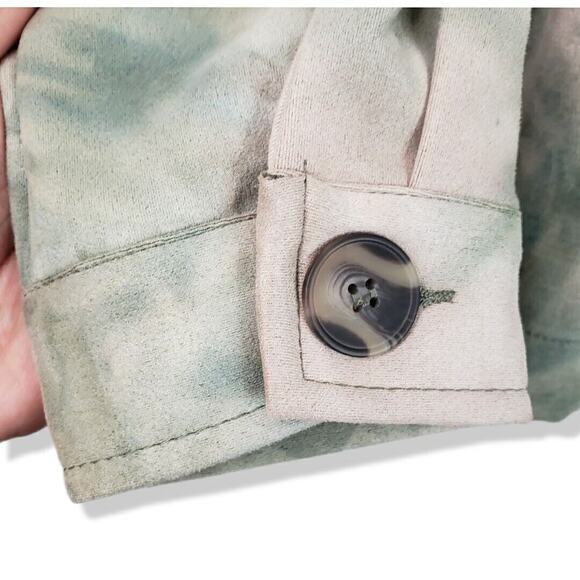 Women Cest Toi Jacket M Green Tie Dye Faux Suede Utility Crop Grunge Indie NEW - Picture 3 of 11